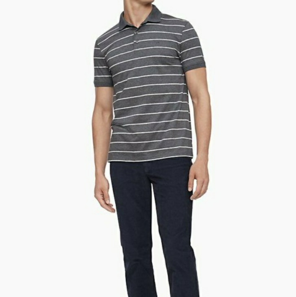 Men's striped liquid cotton polo